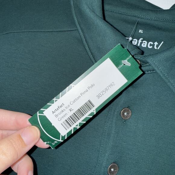 Artefact Men’s Cotton Pima Polo Long Sleeve Shirt Green Size XL NWT - Picture 4 of 6